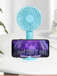 1pc Mini Handheld USB Rechargeable Personal Fan, 3 Speed Adjustable, Portable Plastic Wearable Design, Button Control, Suitable For Indoor/Outdoor Use, Great For Office, Travel, Camping