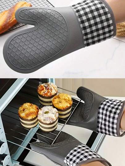 3/2/1 قطعة [المادة] قفازات مقاومة للحرارة في الميكروويف والفرن - مقاومة للحرارة ومضادة للحروق، حماية عالية درجة الحرارة مُسمكة للخبز والطهي، (قفازات لمناولة الأطباق)