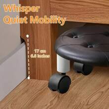1 pièce Tabouret mobile bas avec roulettes pivotantes - Repose-pieds en plastique sans formaldéhyde pour la maison, le salon, la chambre - Pouf rond multifonctions confortable, outil et accessoire, sans odeur