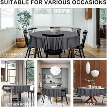 1pc DWCN Round Tablecloth Table Cloth Wipe Clean Water Resistant Tablecloth Wipeable Tablecloths - New Gray - View 4