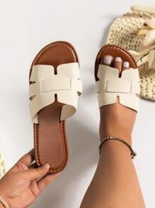Women's Wide Fit 2025 Summer New Fashion Woven Ankle Strap Flat Sandals, Soft Sole Comfortable Non-Slip Suitable For Casual, Holiday And Daily Wear