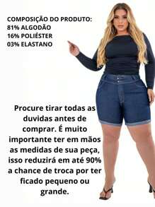 Kit 2 Bermudas Feminina Plus Size Denim Com Lycla (Elastano) Modelo Meia Coxa Festa junina
