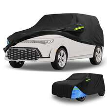Car Cover Waterproof All Weather 210D, UV Sun Rain Protection, With Left Side Zipper - Black Blue for Kia Soul - View 1
