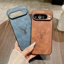 1 Stück Hirsch Luxus Elegantes Schafsfell, angenehm und seidig texturierter stoßfester Hartschalenkoffer kompatibel mit Pixel 7/8/9, 7a/8a/9 Pro, 9 Pro XL, wasserdicht, stoßfest, sturzsicher, kratzfest