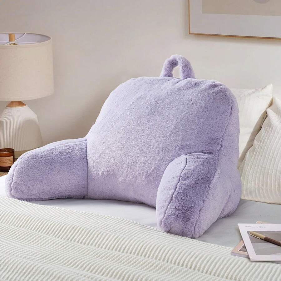 1 Pieza Cojín de Respaldo de Piel Sintética con Tacto Suave, Perfecto para Relajarse, Descansar o Leer en la Cama o el Sofá, con Asa Incorporada y Funda No Extraíble - Morado - Ver 1