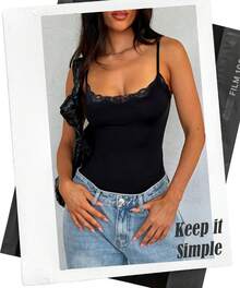 Women Lace Bodysuit Sexy Square Neck Sleeveless Cami Spaghetti Strap Thong Bodysuit Backless Body Suits Tops Leotard - Black Floral - View 9