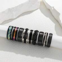 Set de 9 anillos giratorios de acero inoxidable para aliviar la ansiedad - Negro - Ver 11