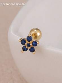 1 pieza de pendiente de aro mini de flor de circonia en acero inoxidable chapado en oro de 18K para mujer, joyería de piercing en hélix y cartílago