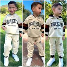 Conjunto de Inverno Moda Infantil Masculina – 2 Peças com Moletom, Blusa e Calça | Look Confortável Juvenil 02 AO 14 Anos. - Bege - Visão 3
