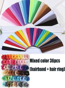 36 Pack(Colors Are Not Repeated) Women's Elastic Sweat-Absorbing Headbands - Solid Color, Elastic Hairbands For Sports And Yoga - Perfect Gift For Girls On Thanksgiving And Christmas