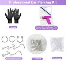 专业耳洞穿刺枪套件可重复使用耳鼻钉穿刺枪带穿刺工具套装穿刺器套件适用于所有穿刺沙龙在家使用