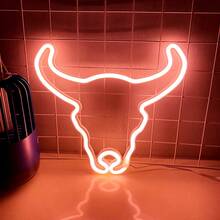 1 件霓虹牛头标志装饰灯，LED 霓虹灯电池或 USB 供电，家居装饰、派对装饰、庭院装饰、酒吧、露营、生日、求婚、周年纪念、游戏室、情人节、母亲节、圣诞节和其他节日装饰和礼物 - 白色 - 查看 62
