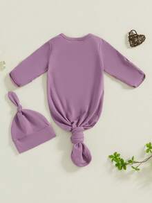 Newborn Sleeper Gown Baby Boy Girl Coming Home Outfit Infant Nightgown Sleeping Bag Sleepwear Pajamas - 中紫紅色 - 查看 3