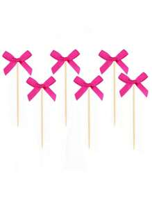 20pcs Bowknot Cake Toppers Picks Baking Cake Decorations For Party Dessert Fruit