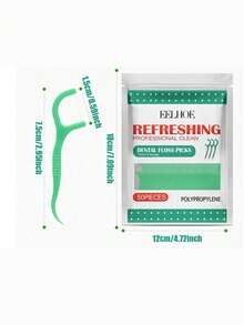 50pcs Dental Floss Sticks, Portable Disposable Dental Floss For Daily Use - Green - View 3