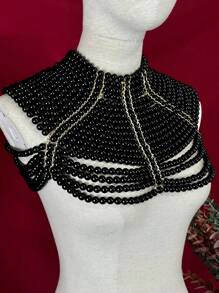 Catena corporal e collana per spalla in finta perla, realizzata a mano, adatta per le donne - gioielli multi-strato versatili per uso quotidiano, feste, discoteca e vacanze - scialle di lusso