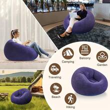 Inflatable Bean Bag Chairs Adult Blow Up Chairs Lazy Sofa Folding Portable Inflatable Chair Movie Outdoor Room Bedroom Reading Camping(Purple) - 紫色 - 查看 3