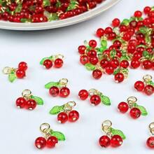 12pcs/Set Fashionable Cute Plastic Cherry Decor, Suitable For DIY Jewelry Making Bracelets, Necklaces, Earrings, Pendants
