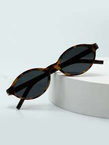 1 Kính thời trang đơn giản chất lượng cao dành cho nữ gọng hình bầu dục nhỏ, thích hợp cho du lịch, nghỉ dưỡng, sự kiện thường ngày, sử dụng hàng ngày, phong cách học sinh cho mùa tựu trường, hình dán họa tiết mai rùa báo - Khung màu xám đồi mồi - Xem 3