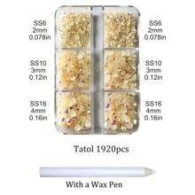 1920pcs / 6 Grids Resin Rhinestones Beads With Wax Pen, Multicolors 2mm 3mm 4mm Non-Hot Fix Flatback Round Jelly Resin Rhinestones For Nail Art Decoration, Face Makeup, DIY Jewelry Craft, Making Accessories, Shoes, Clothes, Bags Nail Charms Nail Gems Nail Supplies