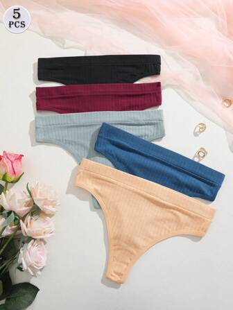 5件套低腰纯棉性感无缝健身瑜伽日常女士内衣