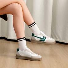 Tenis deportivos casuales para mujer con punta redonda, plantilla suave y suela resistente, cómodos para caminar y uso diario - Verde - Ver 10