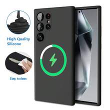1 Ốp lưng từ tính bằng silicon lỏng màu đen có nam châm mạnh, lớp lót bằng sợi nhỏ mềm mật độ cao, lớp silicon hấp thụ sốc, có thể trầy xước và xóa được, bảo vệ toàn diện Tương thích với Samsung Galaxy S25 Ultra/S25 Plus/S25/S24 Ultra/S24 Plus/S24/S23 Ultra/S23 Plus/S23/S22 Ultra/S22 Plus/S22/S21 Ultra/S21 Plus/S21/S23 FE và tương thích với IPhone - màu đen - Xem 3