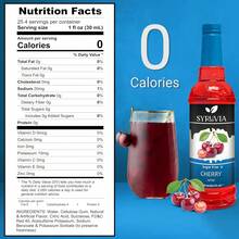 Syruvia Sugar-Free Cherry Syrup - 25.4 Fl Oz. Enjoy Sweet Cherry Flavor Without The Sugar. Kosher And Gluten-Free. Ideal For Enhancing Beverages, Desserts, And Culinary Creations. - 25,4 fl oz - Xem 2