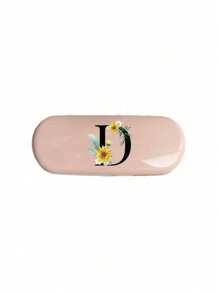 1 pieza Estuche de gafas de unicolor tipo Creamy/Monet, estuche de gafas con inicial de flores de margarita de letra A-Z con estampado en piel, diseño nuevo y sencillo, conveniente y portátil con función impermeable y antipolvo, estuche de gafas con dije de alfabeto para gafas de sol y anteojos, caja de almacenamiento de gafas con tapa, organizador portátil para mujeres y hombres, organizador y soporte de gafas de sol, estuche protector de gafas