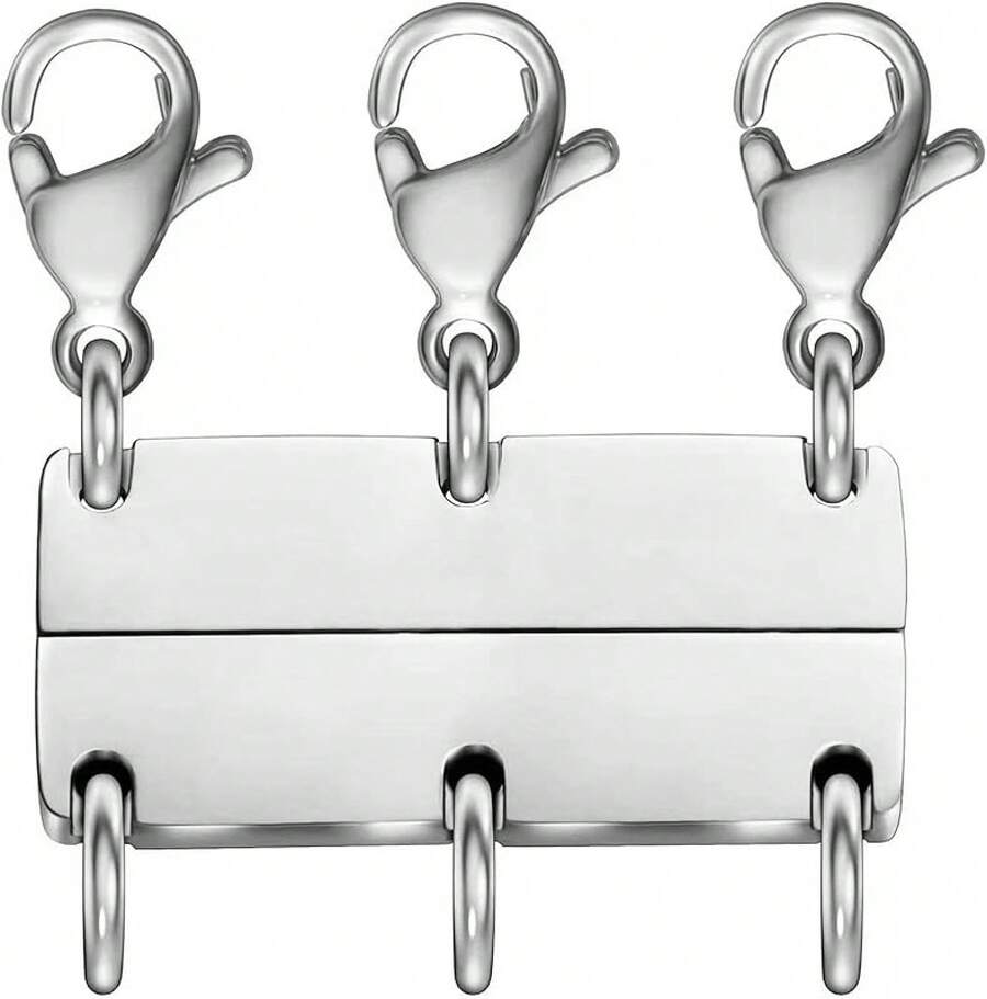 DDG Layering Necklace Clasp,18 K Gold And Silver Separator For Stackable Necklaces Accessories Women/Buckles - L3 支架 銀色 - 查看 1