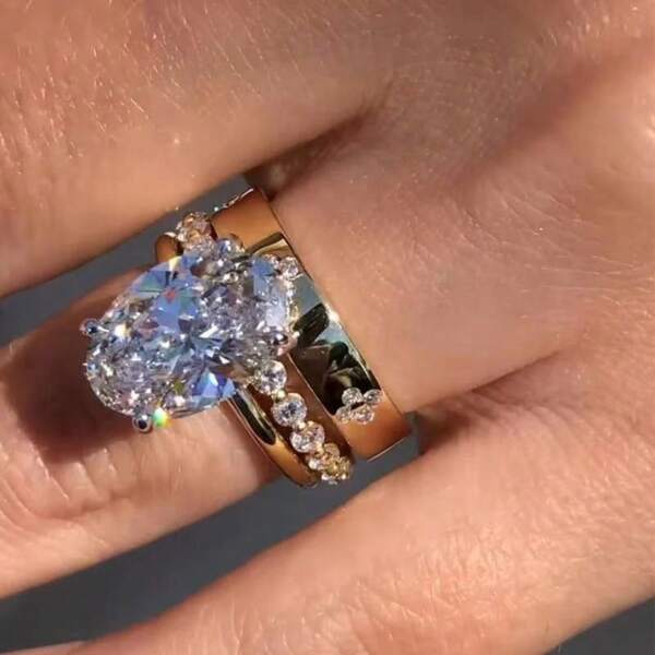 3 pièces Ensemble de bagues mode pour femmes, style luxueux et élégant, bagues incrusté de zircone en alliage de zinc, convient pour la Saint-Valentin, les vacances, les déplacements, les sorties, les fêtes, les mariages, les fiançailles, épouse, petite amie, cadeau d'anniversaire pour mère, anniversaire, Nouvel An, toutes les saisons