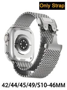 1 Pieza Correa deportiva magnética unisex estilo Milanese Loop compatible con Apple Watch de 38mm, 40mm, 41mm, 42mm, 44mm, 45mm, 49mm, S10 de 42mm y 46mm. Brazalete de moda casual para hombres, ajustable, de acero inoxidable, resistente al agua y transpirable, para uso diario, fiestas, verano. Accesorio de reloj inteligente, regalo para el Día del Padre, vacaciones para hombres y mujeres.