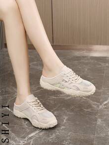 Fashionable Versatile Casual Simple Breathable Backless Sports Shoes - Beige - View 8