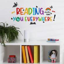 1pc Colorful Inspirational Reading Quote Wall Decal, Bedroom & Living Room Decoration