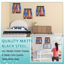 Medal Hanger Display - Personalized Medal Wall Hanger For Sport Race Runner Sturdy Black Steel Metal Over 60 Medals Easy To Install,Medal Display Rack Wall-Mounted Medal Tie Rack 20 Hooks Storage Back To School - Multicolor - View 9