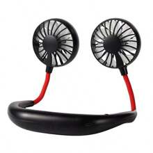 Ventilador de verano portátil, ventilador refrigerado, ventilador de cuello con manos libres, ventilador colgante recargable por USB de 1200 mAh, mini ventilador deportivo con 3 velocidades ajustables, ventilador doble para el hogar y la oficina