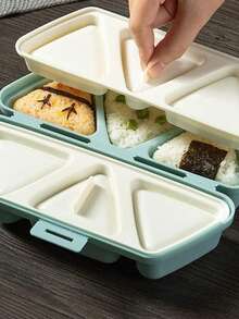 1pc Triangle Sushi Mold, 6 Cavities With One-Touch Non-Stick Design, Suitable For Seaweed Rice Balls And Sushi - Baby Blue - View 4