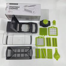 14-In-1 Vegetable Chopper, Multi-Function Fruit Slicer Manual, Plastic, For Slicing, Dicing, Shredding With Container, Perfect For Onions, Potatoes, Tomatoes, Cucumbers, Carrots, Ideal For Holiday Celebrations, Restaurant Food Prep