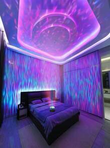 1 pièce Veilleuse à effet d'eau ondulante - Alimentée par USB, lumière étoilée multifonctionnelle, convient pour la décoration de la chambre à coucher et du salon, créant une atmosphère romantique - un cadeau inoubliable pour Noël, la Saint-Valentin, les mariages et les anniversaires