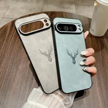 1 Stück Hirsch Luxus Elegantes Schafsfell, angenehm und seidig texturierter stoßfester Hartschalenkoffer kompatibel mit Pixel 7/8/9, 7a/8a/9 Pro, 9 Pro XL, wasserdicht, stoßfest, sturzsicher, kratzfest