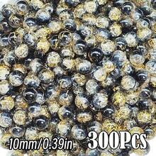 闪亮裂纹玻璃珠，破裂效果，尺寸为 10 毫米/0.39 英寸和 8 毫米/0.31 英寸。多色圆形珠子，用于 DIY 珠宝、手链、项链、耳环和手工艺品制作。