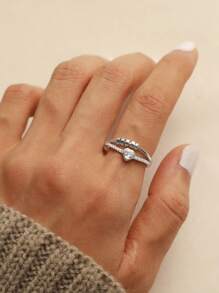 GAGAFEEL 1 anel giratório com strass em formato de coração, elegante, personalizado e versátil, em prata esterlina S925, moderno e simples, para presentear mulheres/meninas/namoradas