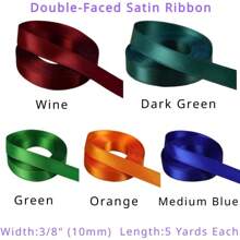 Double Face Satin Ribbon 10 Colors 3/8"(10mm) X 5 Yards Each Total 50 Yards For Gift Wrapping Wedding Party Decoration