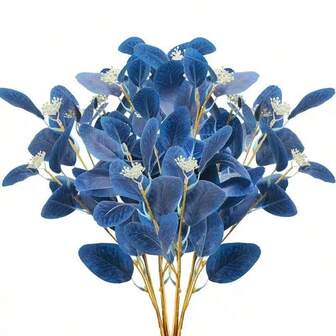 1/2/4 Pcs Artificial Eucalyptus Stems Navy Blue Artificial Flower Silver Dollar Eucalyptus Leaves Plant Eucalyptus Branches Greenery For Flower Wedding Bouquet Vase Home Office Decor Floral Arrangement