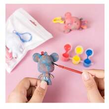 Chaveiro de urso fluido colorido em branco, kit de brinquedo para artesanato com pintura e rabiscos faça você mesmo, entrega em cores aleatórias