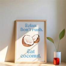 1pc/3pcs Modern Anime Art Decor Prints, Coastal Light Blue Beach Theme, Quotes Coconut Turtle Posters For Living Room Bedroom Classroom Kitchen Bathroom Wall Art Decor Optional Frame