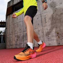 Unisex Running Shoes, Shock-Absorbing, Lightweight, Carbon Plate, Sports Sneakers For Students, Teens, All Seasons - Orange - View 7