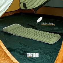 Colchon Inflable Individual Personal Acampar Marthing CIIND Cama Inflable Portatil Guardado Compacto Facil de Usar Inflado Rapido con el Pie Colchon Ideal para Acampar Exterior y Jardin Camping - Verde - Ver 7