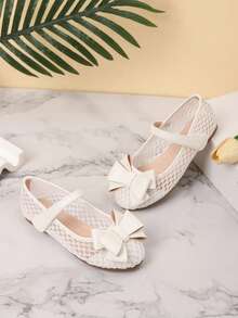 1 Pair Beautiful Bow Knot Decor Resort Style Flats For Girl - White - View 2