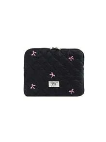 1 pièce Mignon nœud brodé Manchon d'ordinateur portable pour étudiant 11"/13"/15" Sac d'ordinateur étui de protection Dossier Porte-documents Sac de transport
